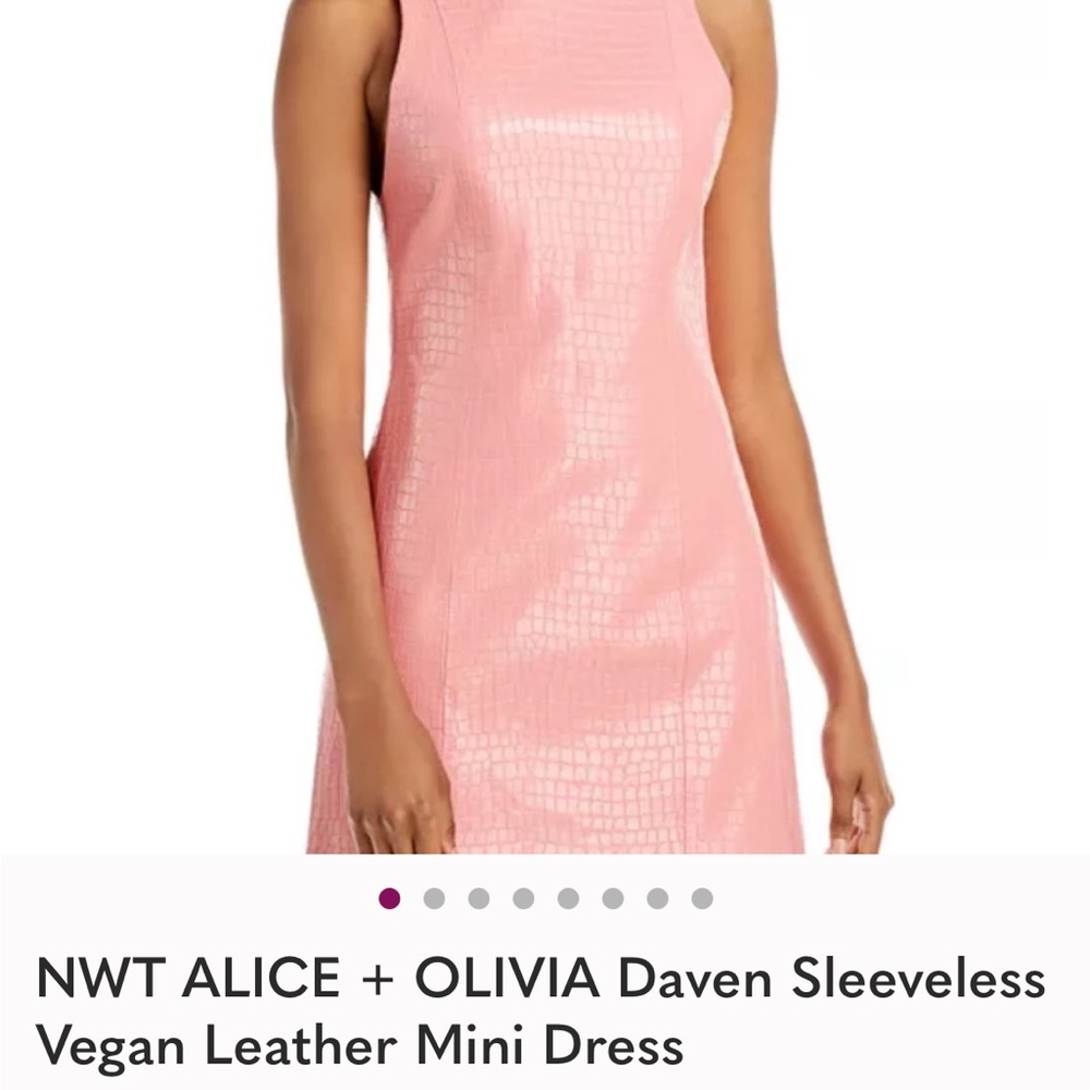 Alice + Olivia Coral Vegan Leather Mini Dress